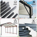 VIWAT Carport 10x15 FT Metal Carport with Enhanced Base Outdoor Heavy Duty Garage Galvanized Car Shelter for Pickup, Boat, Car and Tractors