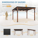 LUE BONA 12x14 ft Hardtop Gazebo, Lean to Gazebo Outdoor Pergola with Wood-Like Aluminum Frame and Metal Roof, Outdoor Permanent Galvanized Steel Pavilion for Deck, Patio, Backyard