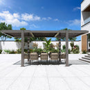 MELLCOM Louvered Pergola 10x18, Modern Aluminum Pergola with Adjustable Roof, Outdoor Shade Structure with Integrated Drainage System, Hardtop Gazebo Carport for Patio