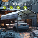 Carport Car Port Metal Canopy 10x15 ft Heavy Duty for Snow, Portable Garage Kit Shed Tent Shelter Metal Frame All Weather Outdoor for Boat with Removable Sidewalls, Dark Grey, Sophia & William