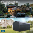 MFSTUDIO Carport 10x15 ft, Outdoor Heavy Duty Carports with Sidewalls, Metal Shed Canopy Shelters Garage Shelter Shade Car Ports with Galvanized Roof for Cars, Truck and Boats