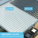 PATISOL Louvered Pergola Against The Wall Outdoor Patio 13'x10' Full Aluminum Pergola Wall Mounted Attached Adjustable Roof Hardtop Rainproof Gazebo for Deck Garden Yard Beach (Grey)