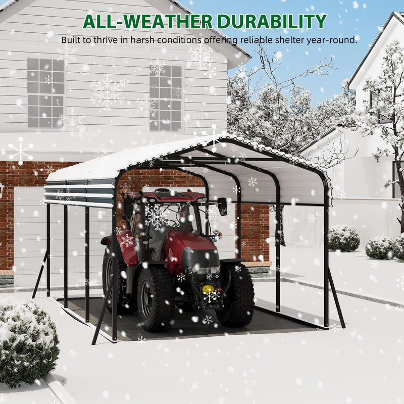 Hipicute 10' x 15' x 8.5' Heavy Duty Metal Carport with Galvanized Steel Roof, Steel Carport Kits Outdoor with Metal Roof, Galvanized Car Shelter for Tractors, Pickup, Boat, Car
