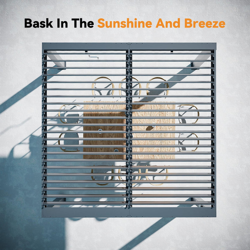 Modern Shade Aurora Louvered Pergola 10'x10' with USB Charging Port Deck, Outdoor Pergola with Adjustable Waterproof Roof & Integrated Drainage, Reinforced Frame for Patio Deck, Easy Assembly, Black