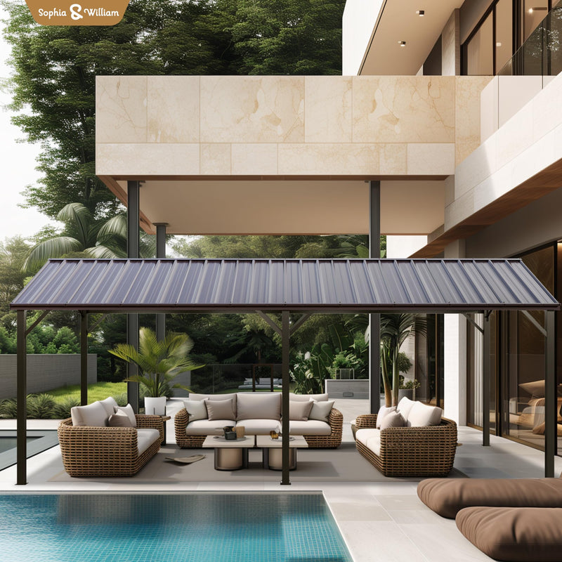 Sophia & William Carport Car Port Metal Canopy 10x20 ft Heavy Duty for Snow, Portable Garage Kit Shed Tent Shelter Metal Frame All Weather Outdoor for Boat with Anti-Leak Seam Taped, Dark Grey