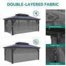 YITAHOME 12x16FT Polycarbonate Gazebo Double Roof Canopy Outdoor with Netting and Shaded Curtains, Aluminum Frame Polycarbonate Hardtop Garden Tent for Patio, Backyard, Deck and Lawns, Grey