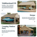 Shintenchi Carport 12' x 20' Heavy Duty Portable Garage, Car Port Canopy with Side-Opening Removable Door & Roll-Up Windows, Car Canopy for Truck,Car,Boat,Motorcycle,Khaki