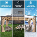 GAZEBEST 12' X 16' Permanent Hardtop Gazebo, Outdoor Polycarbonate Double Roof Pavilion Pergola Canopy with Aluminum Frame and Privacy Curtains for Patio, Garden, Backyard, Lawn