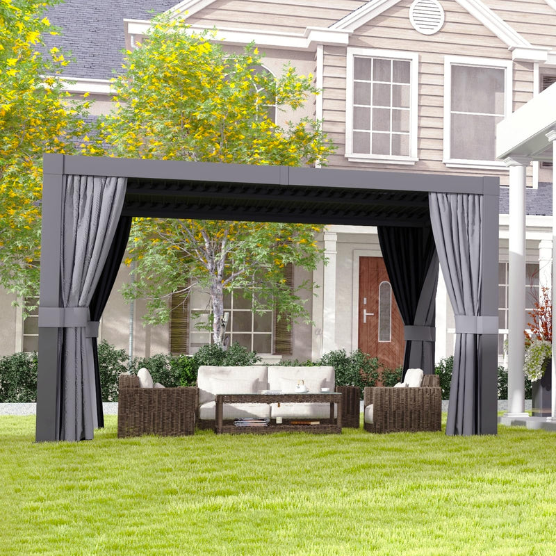 Aoxun Louvered Pergola 10 x 12ft Outdoor Aluminum Pergola with Adjustable Roof for Gardens, Decks and Backyards, Gray
