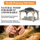 GARTOO 11’x13’ Patio Wooden Gazebo, Galvanized Steel Roof Gazebo & Privacy Curtains and Netting, Double Vented Roof Hardtop Gazebo for Garden, Porch, Lawn, Poolside, Backyard, Deck