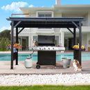 Domi 6.5x12FT Hardtop Grill Gazebo, Outdoor BBQ Gazebo with 2 Side Shelves and Ceiling Hook, Outdoor Grill Canopy with Galvanized Steel Slope Roof for Patio Lawn Backyard Deck, Grey