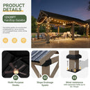 Aoxun 12' x 20' Outdoor Wood Gazebo, Hardtop Gazebo Permanent Wooden Pavilion with Galvanized Steel Gable Roof, for Patio, Garden, Deck, Cedar Wood