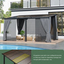 HOGYME 10x14 FT Gazebo, Outdoor Gazebos on Clearance with Updated Frame Structure and Roof, Hard Top Lean to Gazebo Pergola, Wall Mounted Awnings for Patio, Deck, Lawn and Backyard