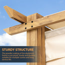 HAPPATIO 10' X 13' Wood-Grain Aluminum Pergola - Adjustable Sun Shade Canopy with Retractable Roof for Backyard, Deck, Patio, by The Pool（Beige）