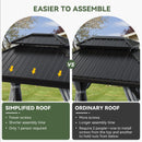 Aoxun 10' X 12' Hardtop Gazebo, Aluminum Outdoor Gazebo with Galvanized Steel Double Roof Canopy, Permanent Metal Pavilion with Privacy Curtain and Netting, for Garden, Backyard, Square Foundation