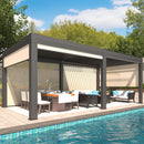 YOLENY Louvered Pergola and 6 Pull-Down Screens, 10x20FT All Aluminum Pergola with Adjustable Rainproof Roof, Outdoor Sun Shade Shelter for Patio, Weatherproof, Dark Gray