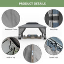 12' x 16' Hardtop Gazebo,Outdoor Galvanized Steel Metal Double Roof Gazebo with Curtains and Netting for Patios, Gardens, Lawns,Grey