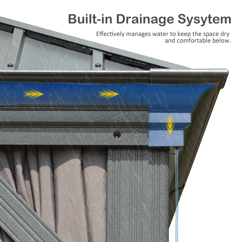 Domi 14' X 20' Hardtop Gazebo Outdoor Metal Gazebo Canopy with Galvanized Steel Double Roof, Aluminum Frame, Curtains and Netting for Patio, Deck, Garden, Grey