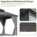 VIWAT 10x14 FT Hardtop Gazebo with Aluminum Frame, Galvanized Steel Double Roof Gazebo with Nettings and Curtains, Permanent Outdoor Metal Pavilion for Patio, Deck, Lawn and Garden, Gray