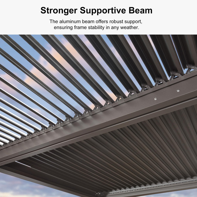 PURPLE LEAF Louvered Pergola 10' × 12' Outdoor Hardtop Gazebo Sun Shade with Adjustable Canopy Patio Aluminum Retractable Roof for Outside Deck Backyard Pavilion