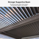 PURPLE LEAF Louvered Pergola 11' × 15' Outdoor Hardtop Gazebo Sun Shade with Adjustable Canopy Patio Aluminum Retractable Roof for Outside Deck Backyard Pavilion