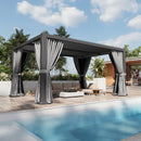 Aoxun Louvered Pergola 12' x 16' Outdoor Aluminum Pergola with Adjustable Top for Decks, Gardens and Backyards, Gray