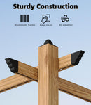 GarveeLife 10 x 13 Ft Wood-Grain Aluminum Pergola Outdoor Pergola with Retractable Canopy Sun Shade Shelter for Garden, Patio, Backyard, Deck - Gray