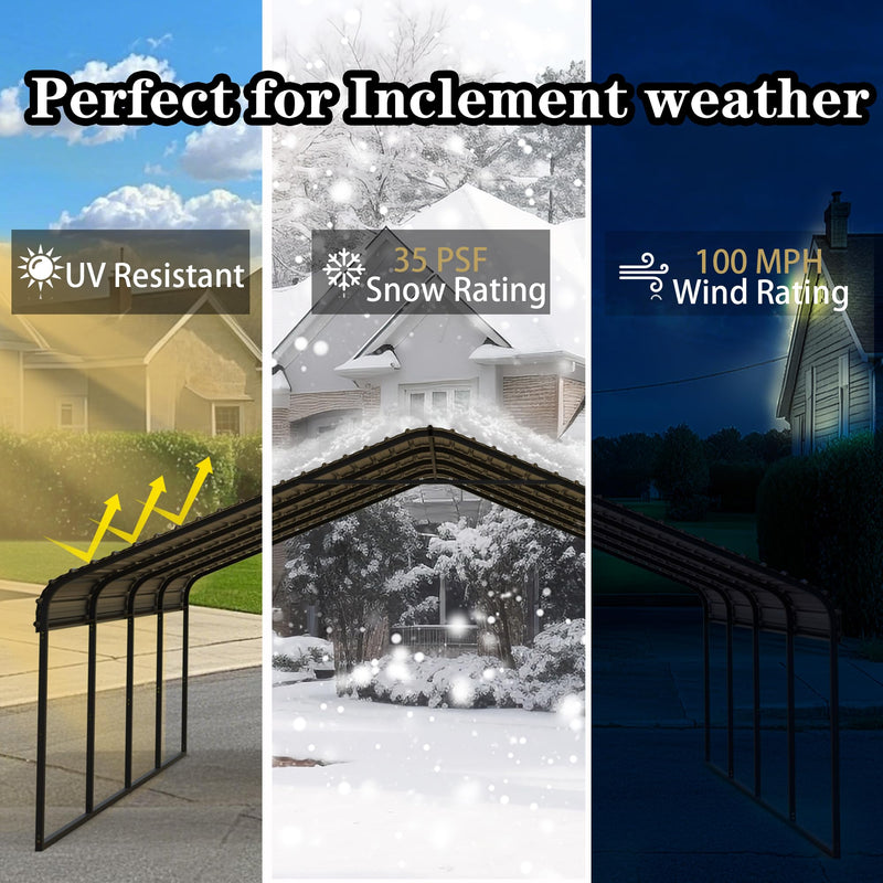 FILLOSLOV Heavy Duty Metal Carport 20x20 ft Galvanized Steel Frame RV Carport Storage All Weather Shelter Easy Assembly for 2 Car Extra Large Canopy for Dual Vehicle Boat Protection Garage Party Tent