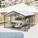 VIWAT Carport 10x15 FT Metal Carport with Enhanced Base Outdoor Heavy Duty Garage Galvanized Car Shelter for Pickup, Boat, Car and Tractors