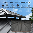 GARTOO 10'x10' Outdoor Hardtop Gazebo with Double Roof - Heavy-Duty Galvanized Steel Top Aluminum Frame Gazebo with Breathable Netting & Privacy Curtain for Patio, Porch, Garden, Lawn, Deck, Backyard