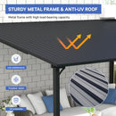 SUNSITT 10'x 14' Gazebo, Outdoor Lean to Gazebo Pergola w/Drainage Holes, Wall-Mounted Gazebo with Hard Top Metal Awnings for Patio Backyard Deck, Dark Grey