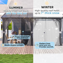 AECOJOY 20' X 12' Gazebo for Patio, Large Wall-Mounted Lean to Pergola Gazebo with Curtains and Netting, 12x20 Hard Top Pergolas and Gazebos on Clearance for Lawn Backyard Garden Deck