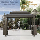 Domi 6x10FT Hardtop Grill Gazebo, BBQ Gazebo with Double Galvanized Steel Roof, 2 Storage Cabinets and Ceiling Hooks, Outdoor Grill Shelter for Backyard, Lawn and Garden(Brown)