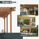 YOPTO 12x16 FT Outdoor Gazebo,Wooden Grape Pergola with Waterproof and Climbing Plant Support,Garden,Terrace,Backyard,Deck, Wind Protection Rating:Level 6,Brown