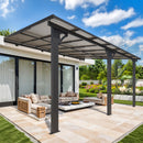 AECOJOY 10' x 14' Adjustable Height Outdoor Lean to Gazebo Pergola for Patio, Large Wall-Mounted 8.1-9.8 Ft Hard Top Metal Heavy Duty Metal Awnings Shelter Pergolas and Gazebos Clearance with Roof