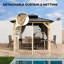 HarmonyHealth 10 x 10 Ft Wood Gazebo, Upgrade Wooden Frame, Double Galvanized Steel Roof, Hardtop Gazebo With Nettings And Curtains For Backyard, Patio, Garden And Lawn,Khaki