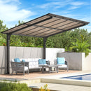 AECOJOY 12' x 10' Gazebo, Outdoor 10x12 Pergola Carport for Patio, Freestanding Lean to Hardtop Gazebo, Pergolas and Gazebos Clearance with Roof, Wall-Mounted Heavy Duty Metal Awnings for Patio, Decks