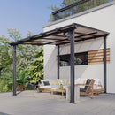 oneinmil 10 x 8FT Hardtop Gazebo for Patio, Outdoor Aluminum Wall-Mounted Gazebo Pergola with Sloped Roof, Heavy Duty Awnings for Patio Covers, Backyard, Deck, Garden