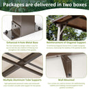 WKM 10x14 FT Wall Mounted Gazebo, Lean to Gazebo Hard Top, Decks, Porch and Backyard