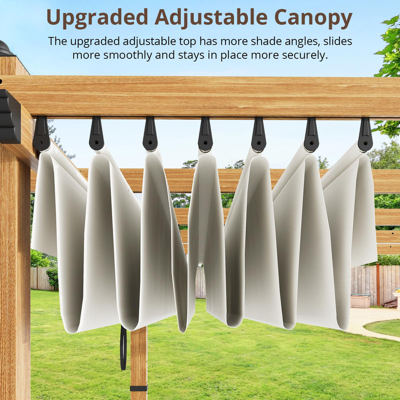 10x13 Ft Outdoor Retractable Pergola with Sun Shade Canopy, Heavy-Duty Aluminum Canopy Pergola Kits for Backyard, Faux Wood Grain Metal Patio Gazebo for Garden, Porch Beach, Grape Trellis - Beige