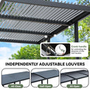 MELLCOM Louvered Pergola 10x18, Modern Aluminum Pergola with Adjustable Roof, Outdoor Shade Structure with Integrated Drainage System, Hardtop Gazebo Carport for Patio