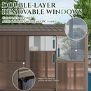 EROMMY 10' x 14' Sunroom, Wall Mounted Gazebo with Galvanized Steel Roof & Aluminum Frame, 3-Sided Sliding Doors, Lean to Gazebo with 6mm Thickened UV-Resistant PC Screen for Patio, Garden, Backyard