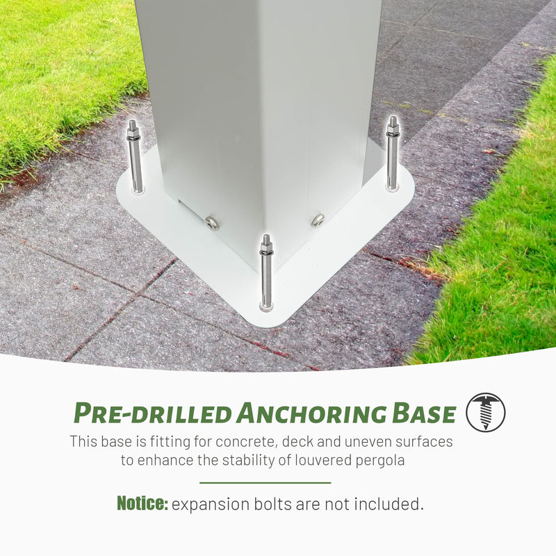 Domi Louvered Pergola 10X10FT, Aluminum Pergola with Adjustable Louvered Roof and Drainage Gutter, Outdoor Pergola Gazebo for Patio, Backyard, Deck, White