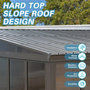 Domi 12x16FT Wall-Mounted Sunroom Gazebo, Aluminum Solarium with Galvanized Steel Sloping Roof, Detachable PC Screens, Front & 2 Side Sliding Doors, Outdoor Sun Room Lean to Gazebo for Patio Deck Lawn