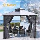 YITAHOME 10X10FT Polycarbonate Hardtop Gazebo Outdoor Patio Double Top Canopy Galvanized Iron Aluminum Column Garden Tent Curtains Netting for Backyards Decks Lawns,Gray