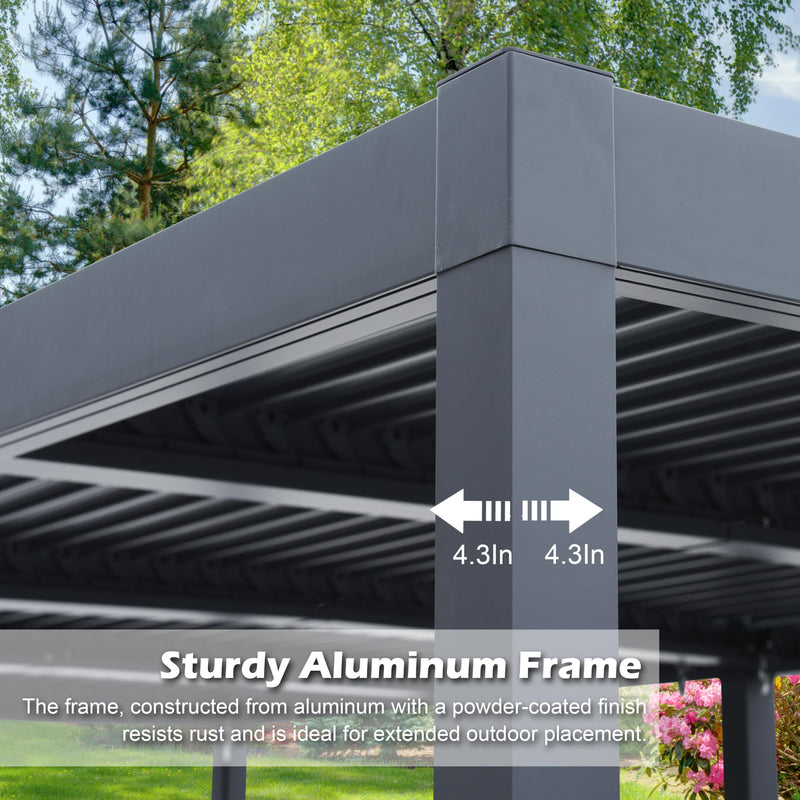 Sunnyglade Patio Pergola Canopy Modern Aluminum Pergola with Adjustable Louvered Gazebo for BBQ, Backyard,Party, Lawn,Garden (Dark Gray, 10x13FT)