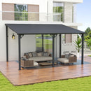 COBANA 10' x 14' Large Gazebo, Hardtop Wall Mounted Lean to Gazebo Pergola with Metal Roof for Patio, Deck, Backyard