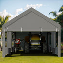 JY QAQA Carport, 12x20 FT Heavy Duty Carport with Removable Side Walls and Doors, Car Canopy with All-Season Tarp for Cars, Grey