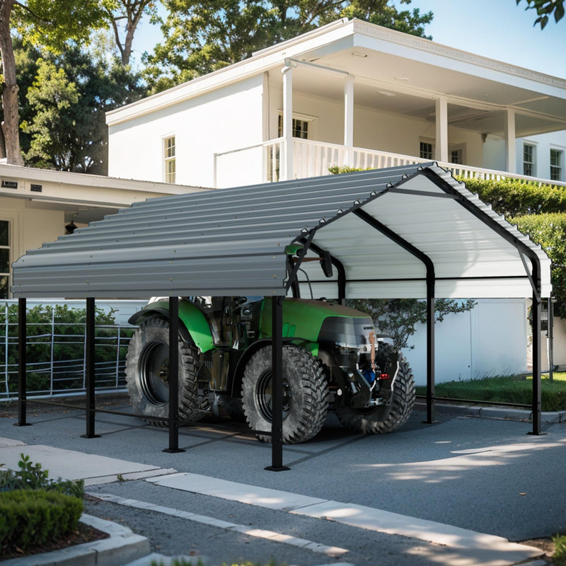 SUNLEI 12X15 FT Carport, Heavy Duty Carport Canopy with Galvanized Steel Roof and Frame, Metal Carport Upgraded Extra Large Garage for Pickup, Boat, Car and Tractors