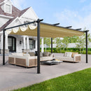 EBE 12'x16' Outdoor Pergola, Metal Patio Pergolas, Heavy Duty Retractable Awning Pergola Sun Shade Canopy for Decks, Gardens and Backyards, Beige